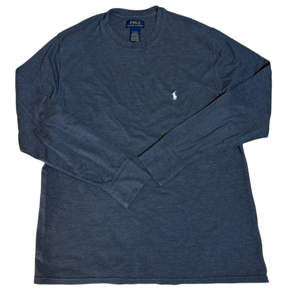 Polo Ralph Lauren Sleep Shirt Men XL Gray EUC Waffle Knit Embroidered Pony Logo